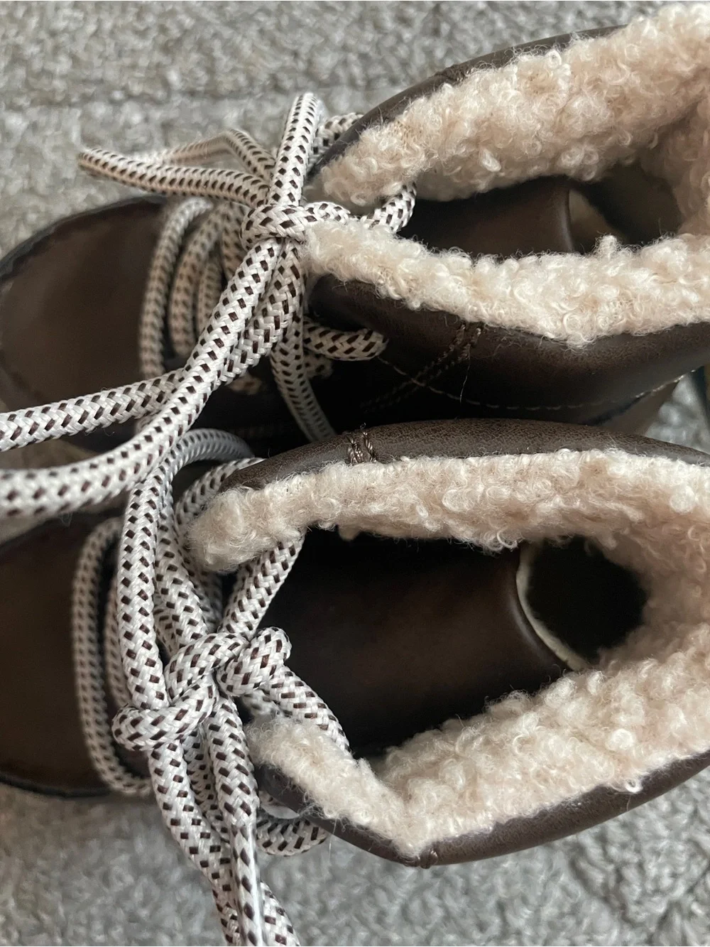 Brown Faux-Shearling Lined Lace-Up Boots